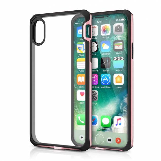 ITSKINS bumper cover med klar bagside til iPhone X. Rosa