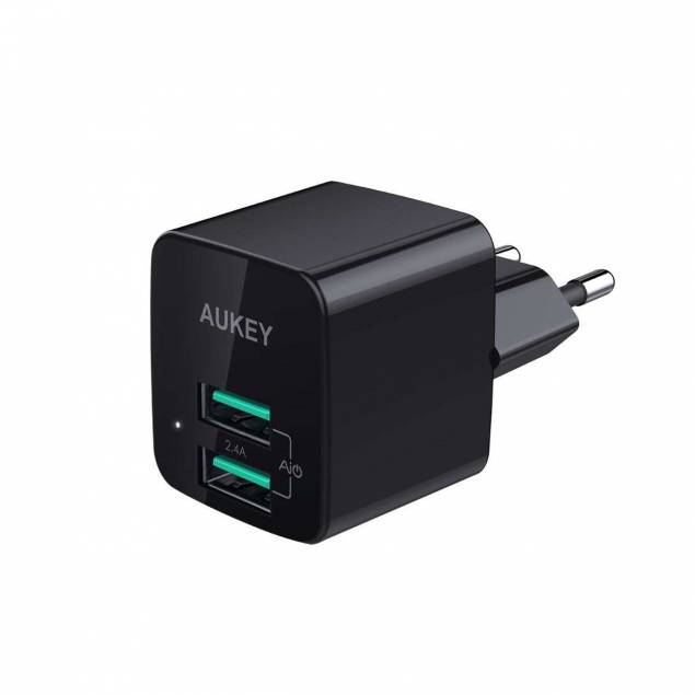 Billede af Aukey dual USB oplader 2x USB oplader (op til 12W) sort