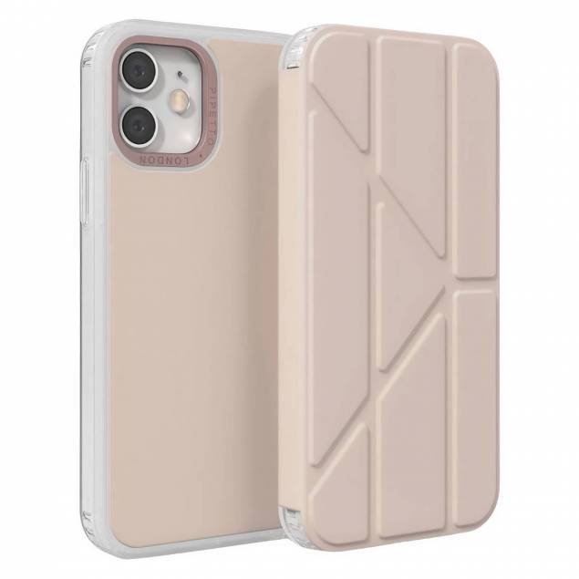 Pipetto Origami iPhone 12 Mini Foldbart TPU Cover, Dusty Pink