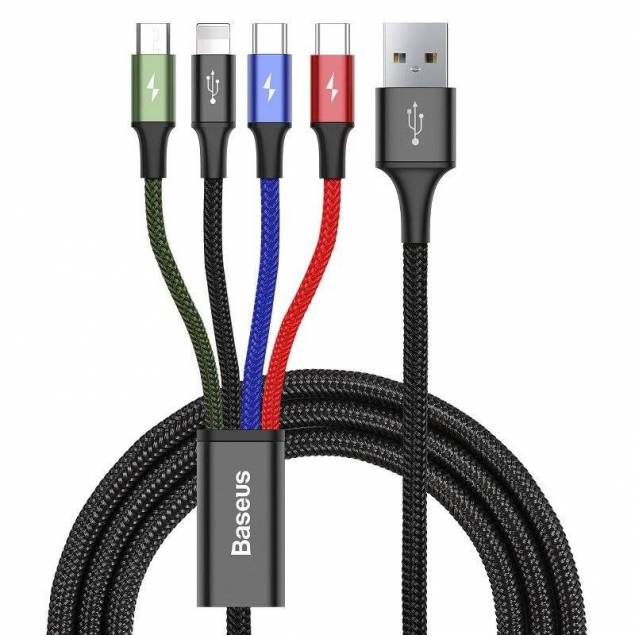 Billede af Baseus 4-i-1 multi opladerkabel USB - Lightning, MicroUSB og 2x USB-C