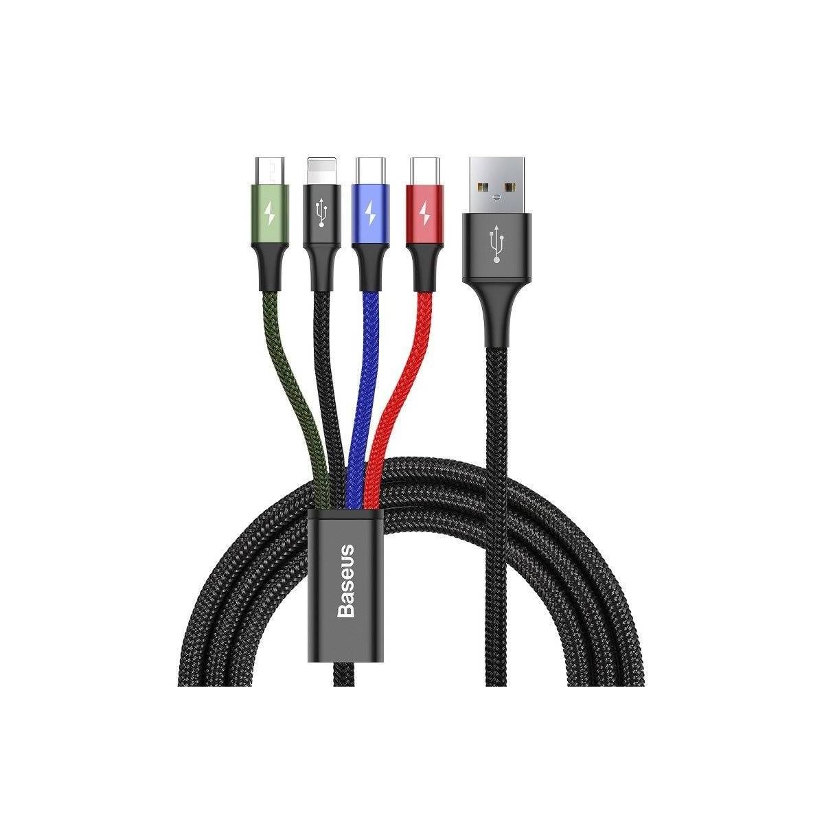 4-i-1 multi opladerkabel USB - Lightning, MicroUSB og 2x -