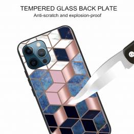  iPhone 13 Pro cover 6,1" med marmor mønster - Blå/rosa/sort
