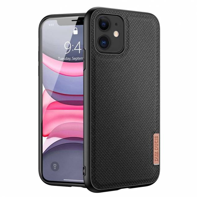 DUX DUCIS Fino iPhone 11 cover med vævet overflade - sort DUX DUCIS Fino iPhone 11 cover med vævet overflade - sort