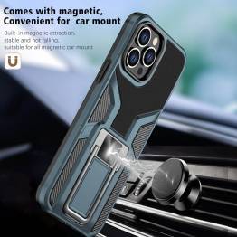  Magnetisk iPhone 13 Pro Max håndværker cover 6,7" m kickstand - Sort/blå