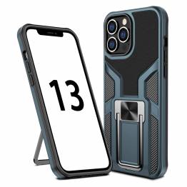 Magnetisk iPhone 13 Pro Max håndværker cover 6,7" m kickstand - Sort/blå