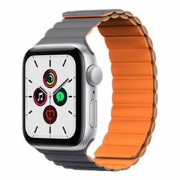 Magnetisk Apple Watch rem i silikone 42/44/45mm - Grå/Orange