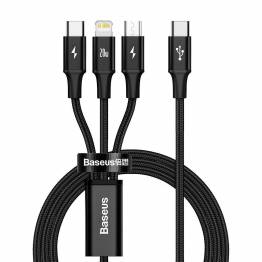 Baseus multi oplader kabel USB-C til Lightning, USB-C og Micro USB