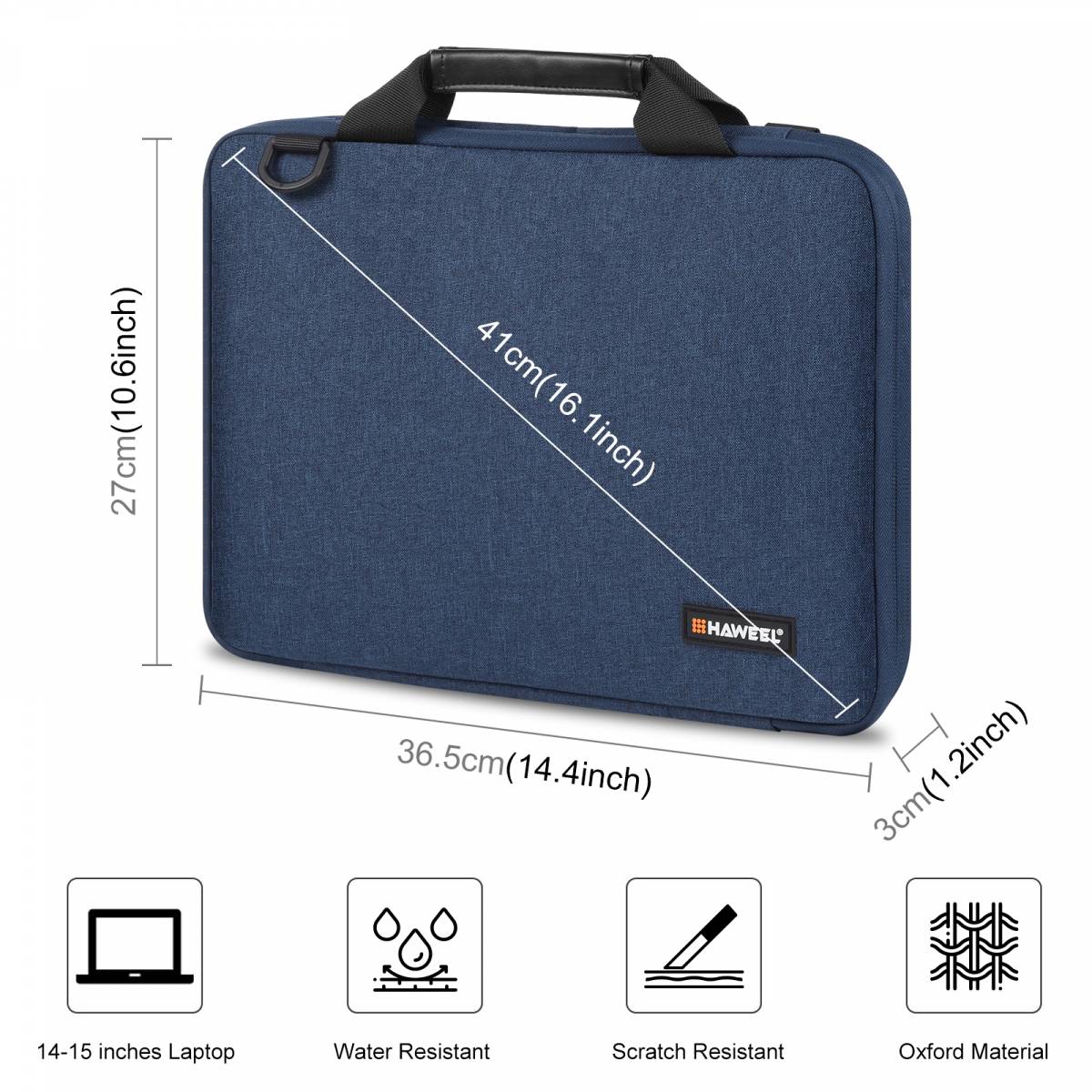 HAWEEL 14" MacBook taske med tilbehørs-rum bærerem - Blå - Gixmo.dk