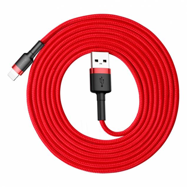 Billede af Baseus Cafule hårdført vævet Lightning kabel - 2m - Rød