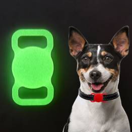  Selvlysende AirTag holder til kæledyr i silikone - Grøn