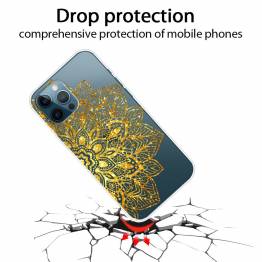  Beskyttende iPhone 13 Pro cover - Gennemsigtigt med guldblomst