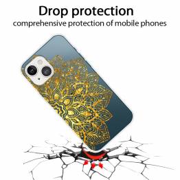  Beskyttende iPhone 13 mini cover - Gennemsigtigt med guldblomst