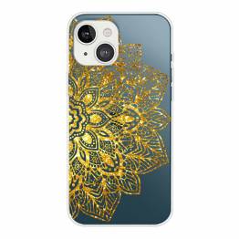 Beskyttende iPhone 13 mini cover - Gennemsigtigt med guldblomst