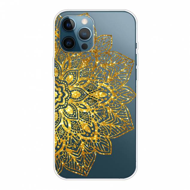 Beskyttende iPhone 11 cover - Gennemsigtigt med guldblomst
