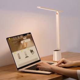  Genopladelig LED skrivebordslampe m flere lysstyrker og sensor - Hvid