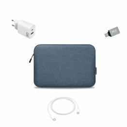 OEM Lille studie-pakke med 13" sleeve, oplader, kabel og adapter - blÃ¥