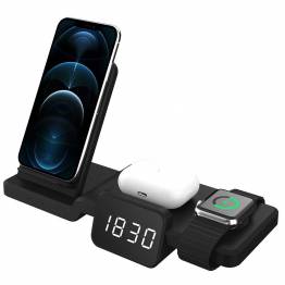 Kina OEM Smart 4-i-1 trÃ¥dlÃ¸s oplader til iPhone, AirPods og Apple Watch med ur