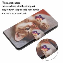  iPhone 14 Pro cover med klap og kortplads i kunstlæder - Kattekilling