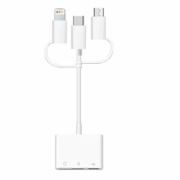 OEM 3-i-1 kortlÃ¦ser til iPhone, iPad og Android SD/MicroSD USB