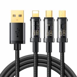 Joyroom multi oplader kabel USB til Lightning, MicroUSB og USB-C