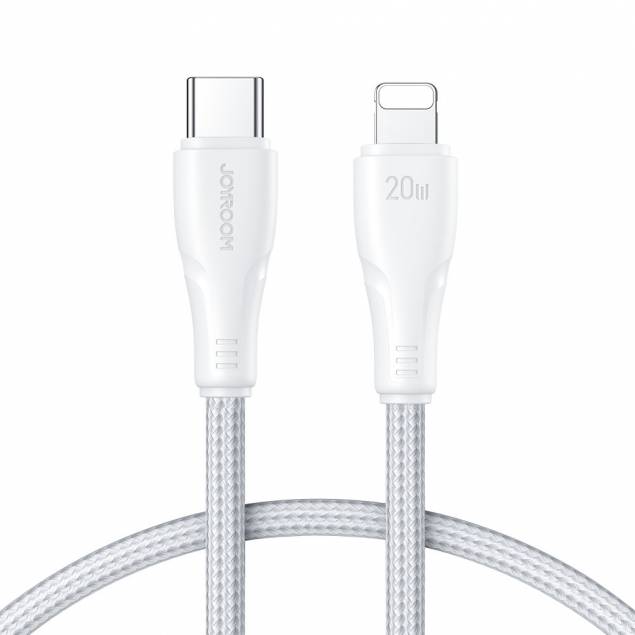 Joyroom USB-C til Lightning kabel - 25 cm - Hvidt vævet