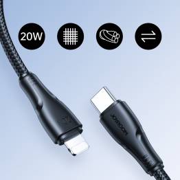  Joyroom USB-C til Lightning kabel - 25 cm - Sort vævet