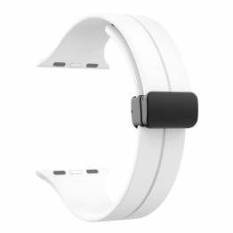  Silikone rem til Apple Watch 42/44/45/49mm m magnetisk spænde - Hvid