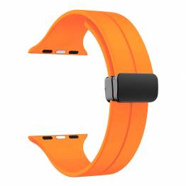  Silikone rem til Apple Watch 42/44/45/49mm m magnetisk spænde - Orange m fordybning