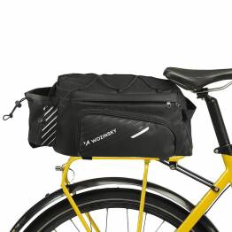 Cykeltaske til bagagebærer med siderum, regncover og bærerem - 9l