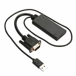 VGA til HDMI adapter med USB til strøm og lyd - 1080p