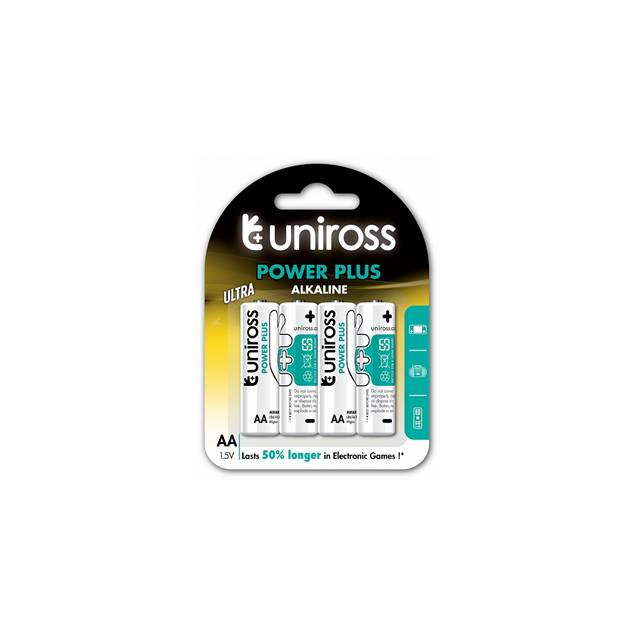 Uniross alkaline AA batterier - 4 stk