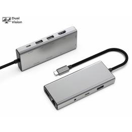 OEM 9-i-1 USB-C DualVision til 2 x HDMI ekstern skÃ¦rm pÃ¥ M1/M2/M3 MacBook