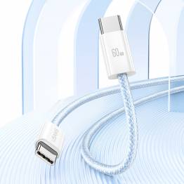  USAMS vævet USB-C kabel 60W PD opladningskabel - Hvid - 1,2m