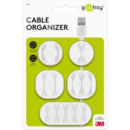 Goobay selvklæbende kabelholdere i stabil gummi - 5 forskellige - Hvid