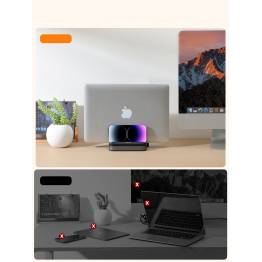  Justerbar holder til MacBook, Mac mini og laptop med iPhone/iPad holder - Sort