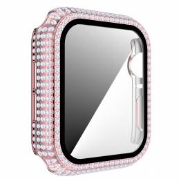 Kina OEM Apple Watch 4/5/6/SE 40mm cover og panserglas m rhinsten - Pink
