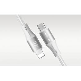  Joyroom Light-Speed vævet USB-C til Lightning kabel - 2m - Hvid