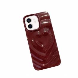 iPhone 12 / 12 Pro cover med 3D hjerte - Vinrød