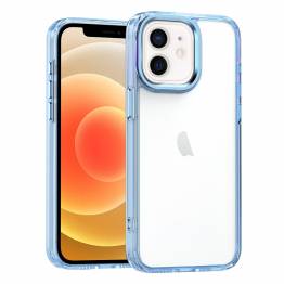 Beskyttende og gennemsigtigt iPhone 12 / 12 Pro cover - Blå kant