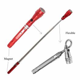  Teleskopisk lommelygte og pick-up tool til reparation og geocaching - Rød