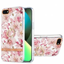 Beskyttende iPhone 7/8/SE 20/22 cover med fingerring - Pink gardenia