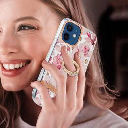  Beskyttende iPhone 12/12 Pro cover med fingerring - Pink gardenia