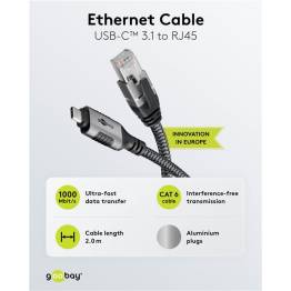  Goobay USB-C 3.1 til RJ45 Ethernet netværkskabel - 1Gbit/s - 2m