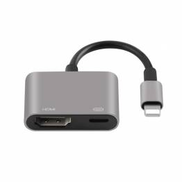 Onten Lightning til HDMI adapter med port strÃ¸m - GrÃ¥