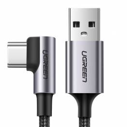 Ugreen USB til USB-C QC3.0 kabel med vinkel - 1m Sort vævet