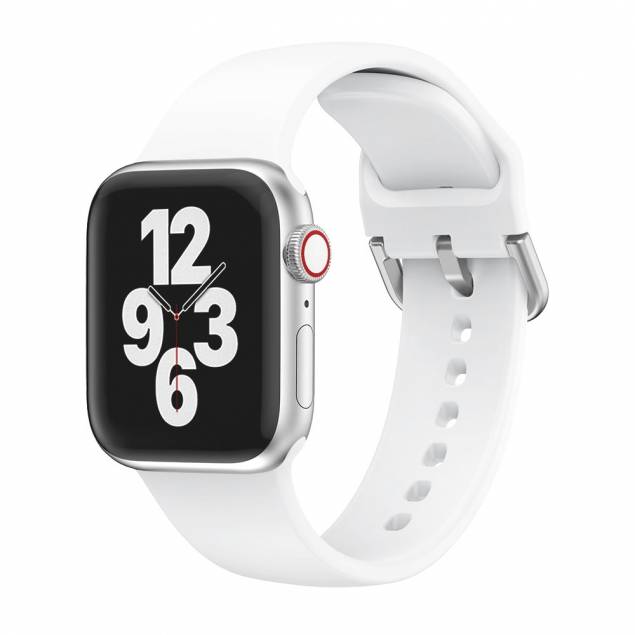 Silikone rem med metalspænde til Apple Watch 42/44/45/49mm - Hvid