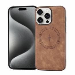 iPhone 15 Pro MagSafe cover i brunt læderlook