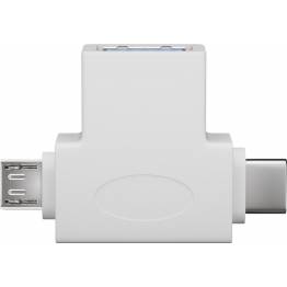 USB til USB-C og MicroUSB multi USB adapter