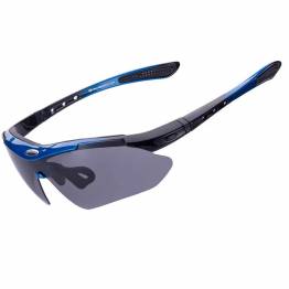  RockBros polariseret cykelbrille m 4 glas, etui og ramme til linser med styrke - Sort/Blå