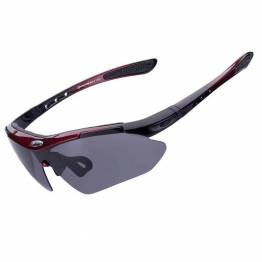  RockBros polariseret cykelbrille m 4 glas, etui og ramme til linser med styrke - Sort/Rød